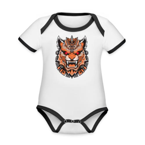 Tribal Demon Wolf Mask - Organic Contrast SS Baby Bodysuit