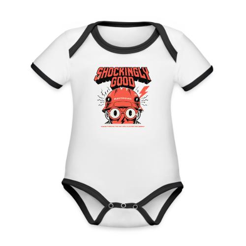 Funny Shockingly Good Electrician - Organic Contrast SS Baby Bodysuit