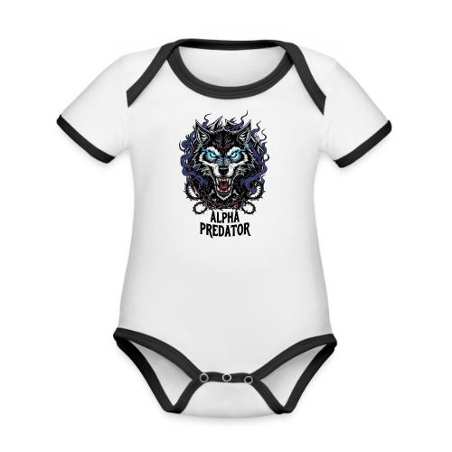 Alpha Predator Wolf Fierce Neon Eyes - Organic Contrast SS Baby Bodysuit