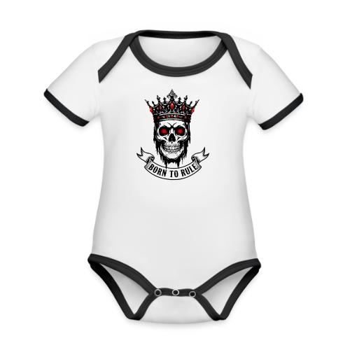Born to Rule Skull King - Organic Contrast SS Baby Bodysuit