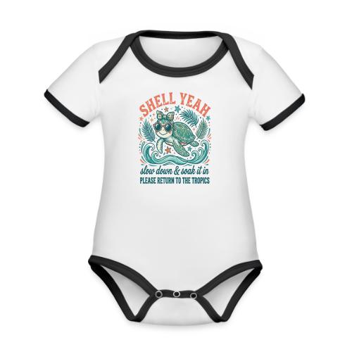 Shell Yeah Sea Turtle Beach Vibes - Organic Contrast SS Baby Bodysuit