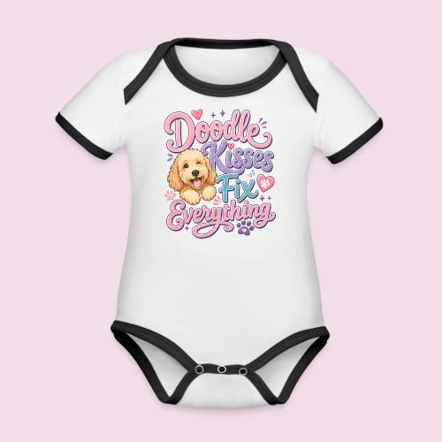Doodle Kisses Fix Everything Dog Lover Gift - Organic Contrast SS Baby Bodysuit