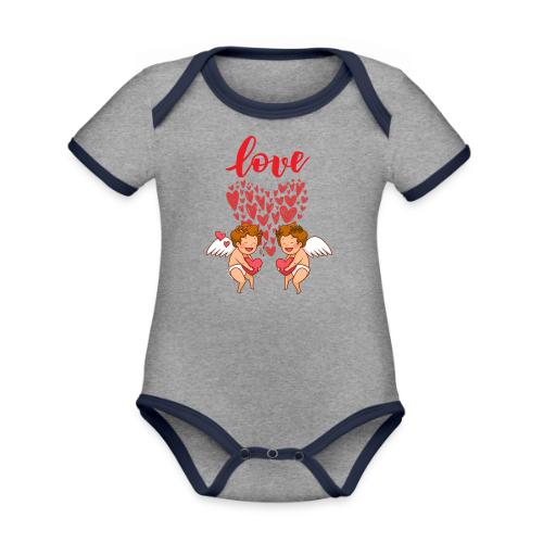 Cupid Love Designs, cupid love angel vibration. - Organic Contrast SS Baby Bodysuit