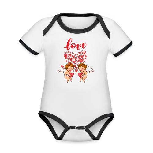 Cupid Love Designs, cupid love angel vibration. - Organic Contrast SS Baby Bodysuit