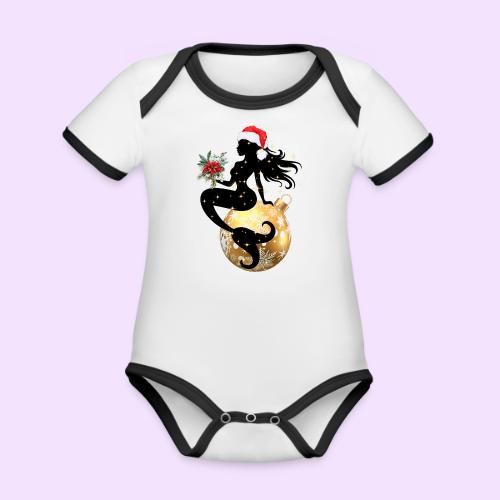 Merry Mermaid - Christmas Edition Design - Organic Contrast SS Baby Bodysuit