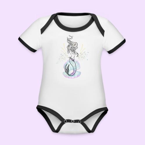 Mermaid Ocean Goddess In Shell - Fairytale Design - Organic Contrast SS Baby Bodysuit