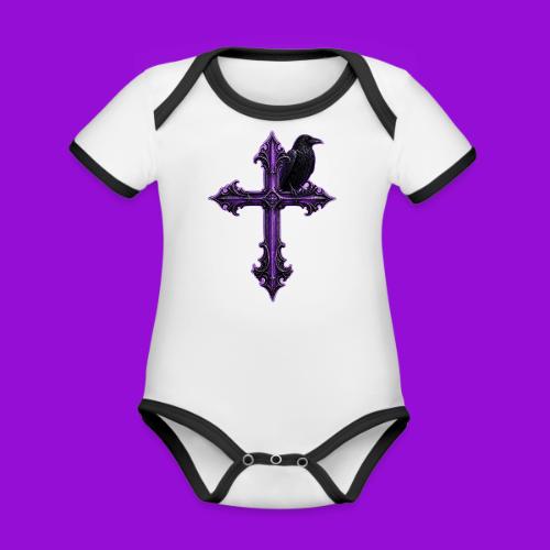 Gothix Raven Cross - Organic Contrast SS Baby Bodysuit