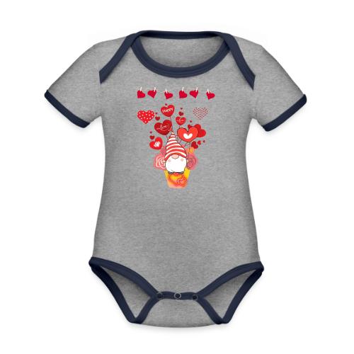 Design wrapped in love hearts, vibrating in love. - Organic Contrast SS Baby Bodysuit