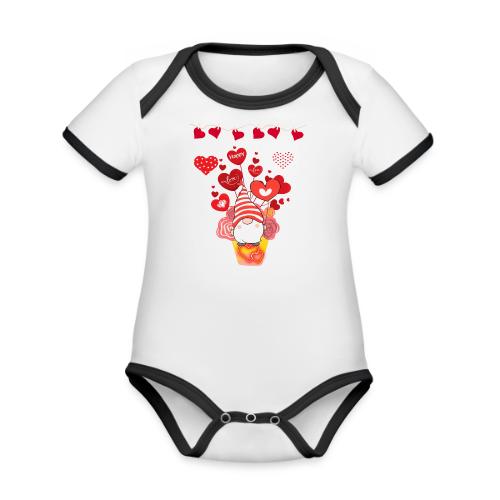 Design wrapped in love hearts, vibrating in love. - Organic Contrast SS Baby Bodysuit