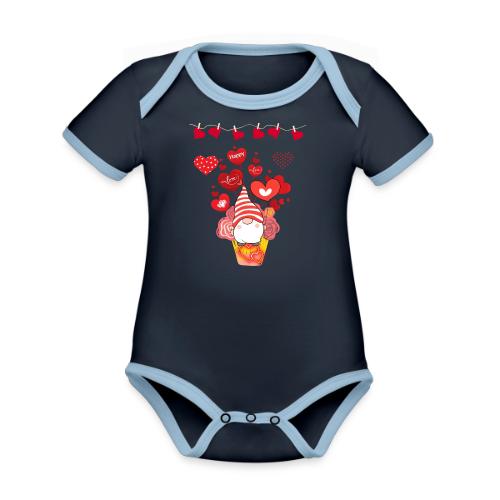 Design wrapped in love hearts, vibrating in love. - Organic Contrast SS Baby Bodysuit
