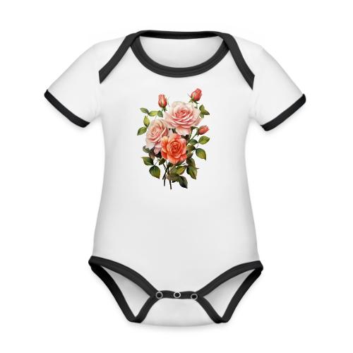 Pink Roses - Organic Contrast SS Baby Bodysuit