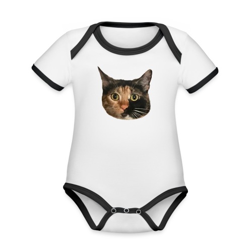 Calico Cat portrait Chloe - Organic Contrast SS Baby Bodysuit