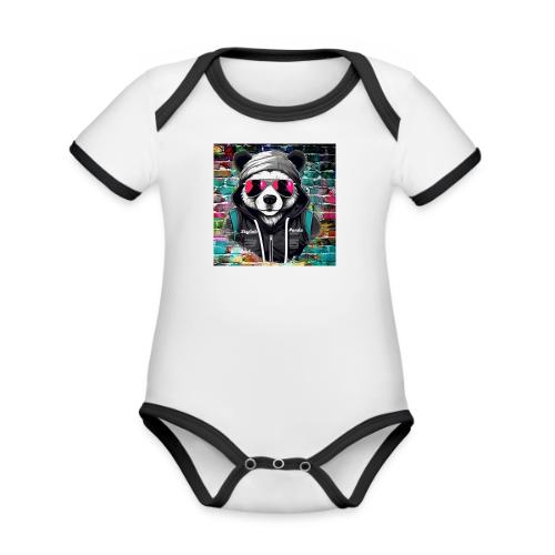 Stylish panda 2 - Organic Contrast SS Baby Bodysuit