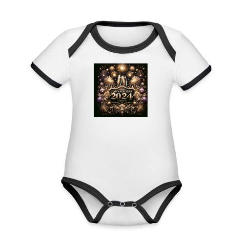 Happy New Year 2024 Premium T Shirt Design - Organic Contrast SS Baby Bodysuit