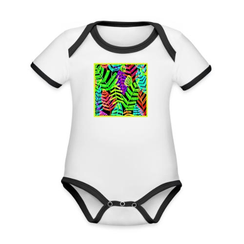 Glowing Leaf Pattern Design - Organic Contrast SS Baby Bodysuit