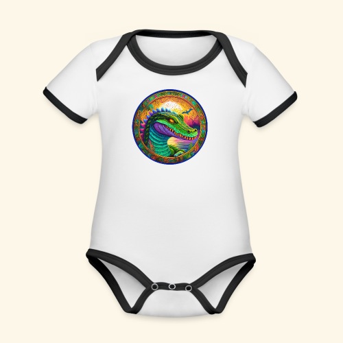 aiTee Alligator 01 - Organic Contrast SS Baby Bodysuit