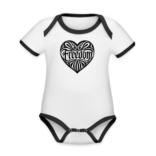 FREEDOM in Heart - Organic Contrast SS Baby Bodysuit
