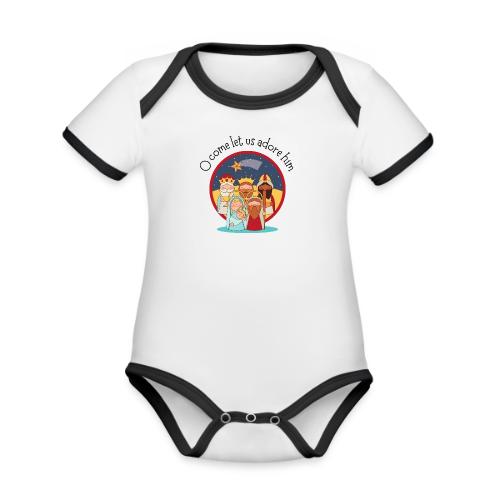 O come let us adore him - Organic Contrast SS Baby Bodysuit
