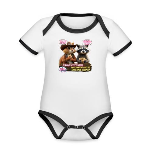 Freedom Squirrel and Raccoon - Organic Contrast SS Baby Bodysuit