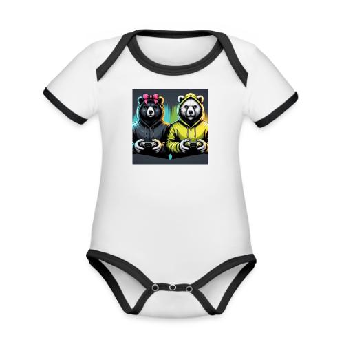Gamer Bears - Organic Contrast SS Baby Bodysuit