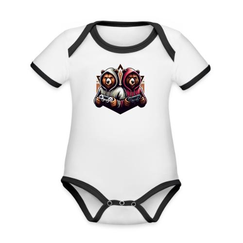 2 grizzlies gamer bears - Organic Contrast SS Baby Bodysuit