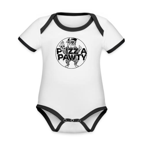 Pizza Pawty Bulldog T-Shirt | Funny Dog Pizza Tee - Organic Contrast SS Baby Bodysuit