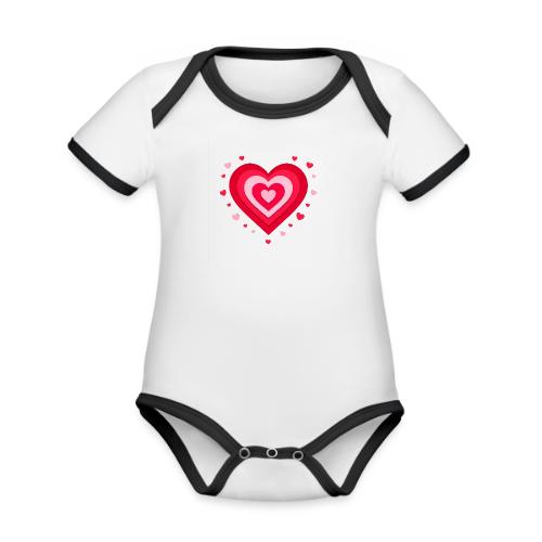 Layered Red & Pink Heart – Cute Valentine Love - Organic Contrast SS Baby Bodysuit