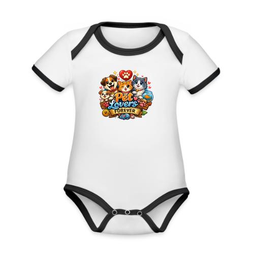 Pet Lover Forever Cute Cats & Dogs - Organic Contrast SS Baby Bodysuit