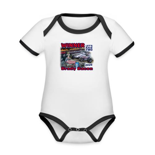 Brady Bacon #LetsRaceTwo Winner - Organic Contrast SS Baby Bodysuit