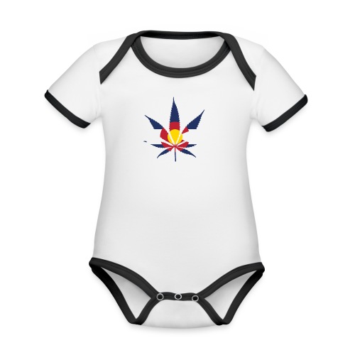 Colorado Pot Leaf Flag - Organic Contrast Short Sleeve Baby Bodysuit