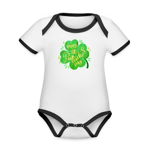 Happy Saint Patrick's Day - Organic Contrast SS Baby Bodysuit
