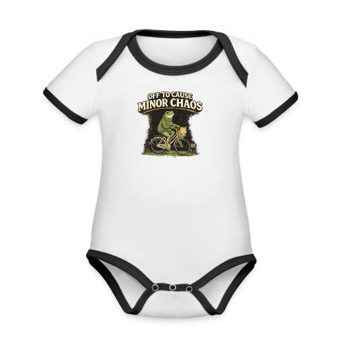 Minor Chaos Vintage Frog and Cat on Bicycle - Organic Contrast SS Baby Bodysuit