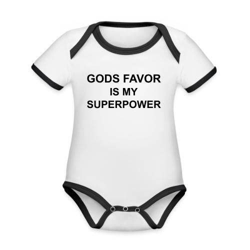 Gods Favor Is My Superpower | Premium Onesie - Organic Contrast SS Baby Bodysuit