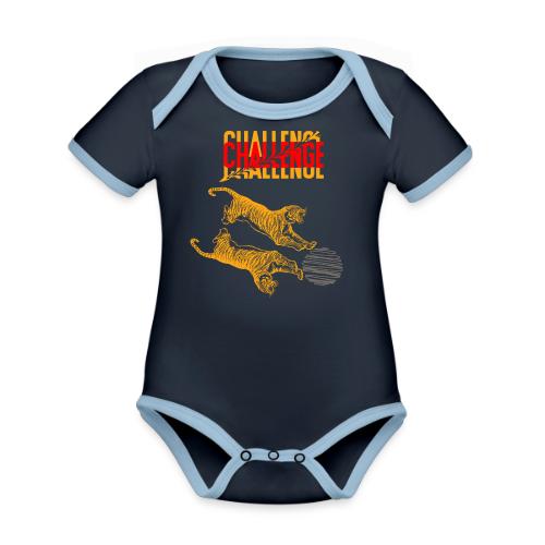 Double tiger fashion, jungle feline animals. - Organic Contrast SS Baby Bodysuit