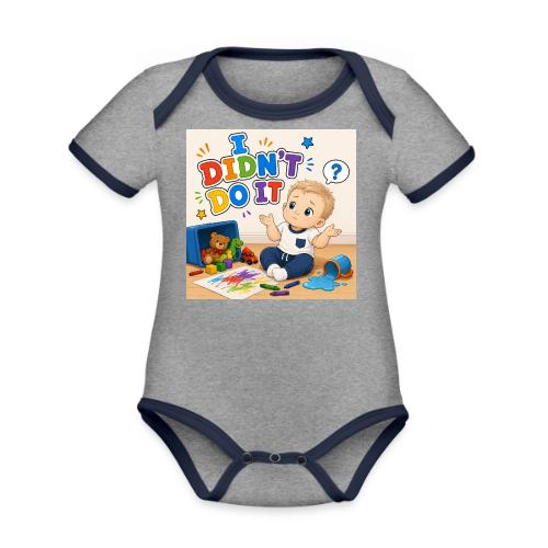 I Didn't Do It - Boy-W - Organic Contrast SS Baby Bodysuit