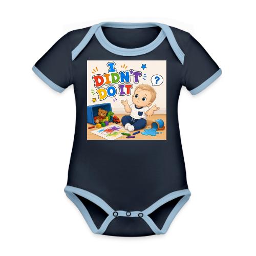 I Didn't Do It - Boy-W - Organic Contrast SS Baby Bodysuit