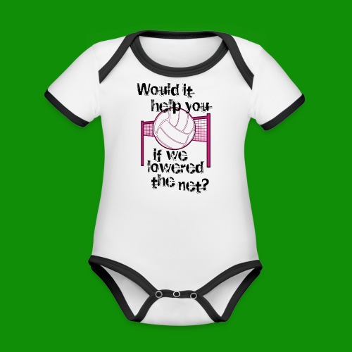Lower the Net Volleyball - Organic Contrast Short Sleeve Baby Bodysuit