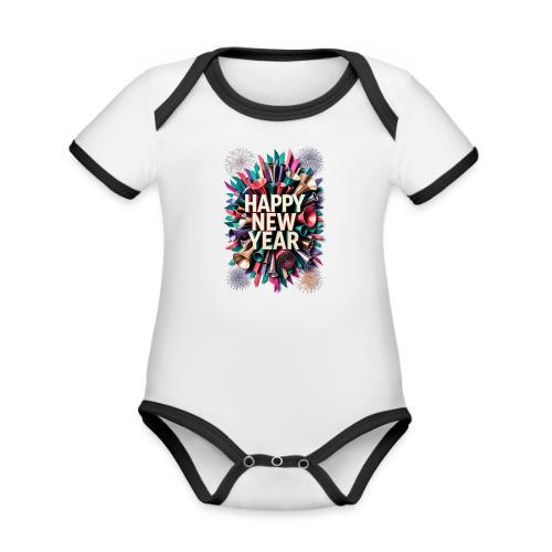 New Year's Party Horn T-Shirt - Organic Contrast SS Baby Bodysuit