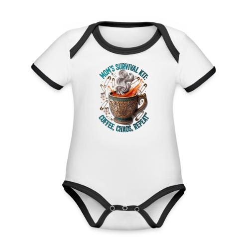 Mom's Survival Kit Tee | Coffee Chaos - Organic Contrast SS Baby Bodysuit