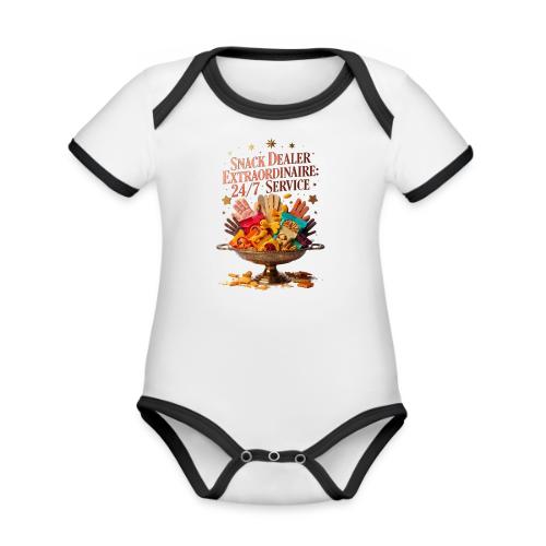 Snack Dealer Extraordinaire Tee, Mum Gift - Organic Contrast SS Baby Bodysuit