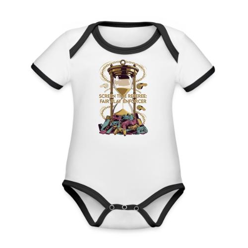 Screen Time Referee T Shirt, Fair Play Enforcer - Organic Contrast SS Baby Bodysuit