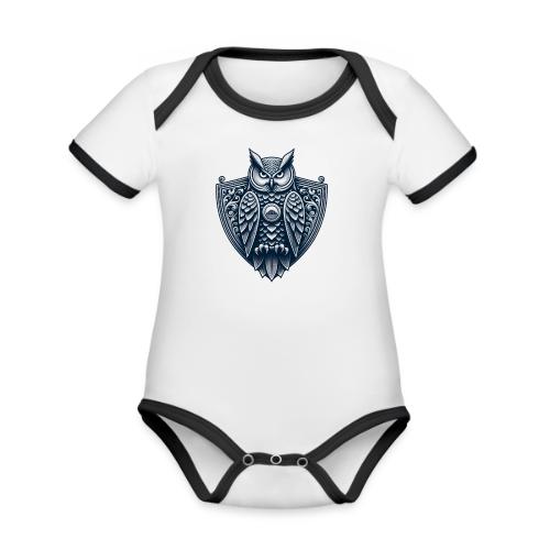 Night Watch Owl T Shirt, Sarcastic Dad Gift - Organic Contrast SS Baby Bodysuit