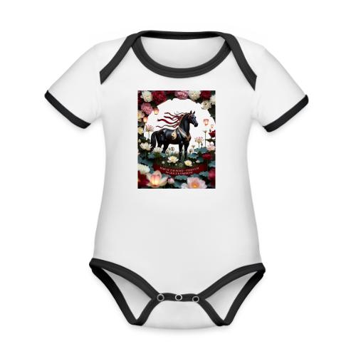 Year of the Horse Harmony T Shirt, Lunar New Year - Organic Contrast SS Baby Bodysuit