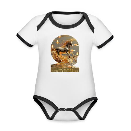 Year of the Horse Abundance T Shirt, Lunar NY Gift - Organic Contrast SS Baby Bodysuit