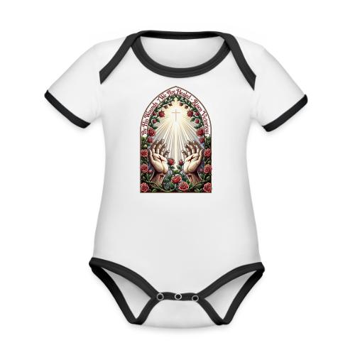 Easter By His Wounds Healed T Shirt, Renewal Gift - Organic Contrast SS Baby Bodysuit