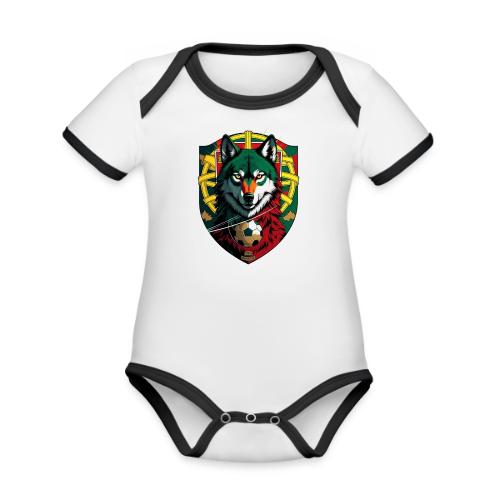 Portugal Iberian Wolf Soccer T Shirt,Football Gift - Organic Contrast SS Baby Bodysuit