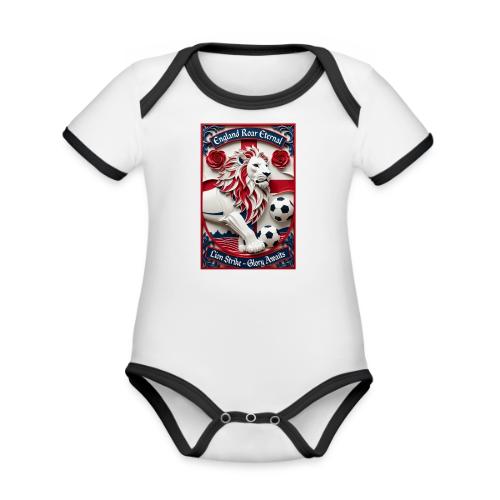 England Lion Soccer T Shirt, Football Pride Gift - Organic Contrast SS Baby Bodysuit