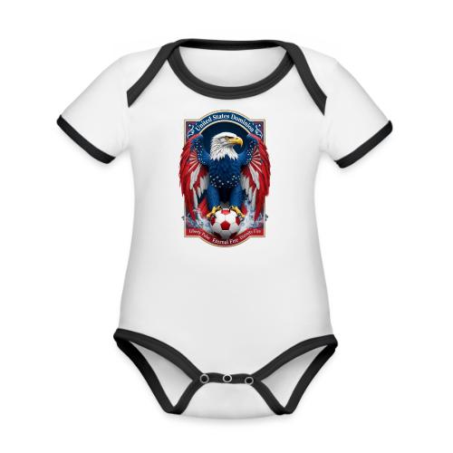 USA Eagle Emblem T Shirt, USA Soccer Pride Gift - Organic Contrast SS Baby Bodysuit