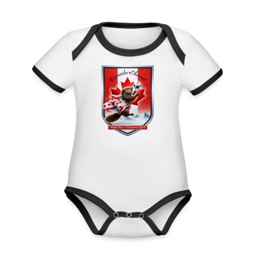 Canada Beaver Ascent T-Shirt, Canadian Pride Gift - Organic Contrast SS Baby Bodysuit