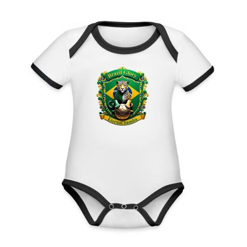 Brazil Jaguar Glory Tee, Brazilian Pride Gift - Organic Contrast SS Baby Bodysuit